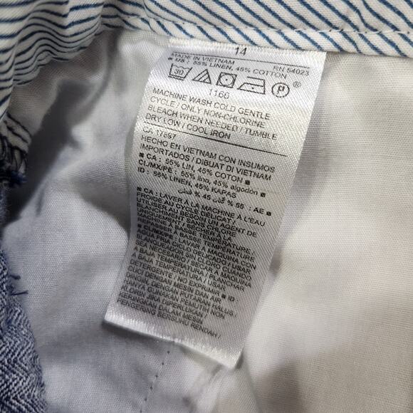 Old Navy Everyday Short Mid Rise Linen Cotton Blend Chambray Blue Plus Size 14 - Picture 7 of 9